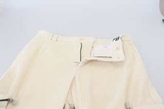 Elegant Off White Cotton Blend Pants