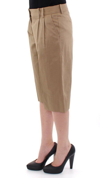 Elegant Beige Cotton Shorts For Women