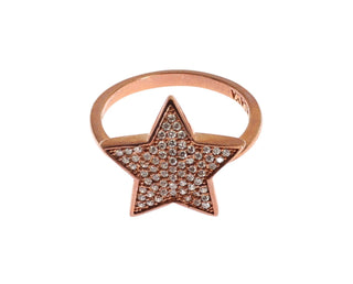 Dazzling Pink Gold Plated Sterling Silver Cz Ring