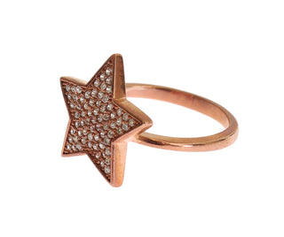 Dazzling Pink Gold Plated Sterling Silver Cz Ring