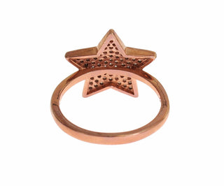 Dazzling Pink Gold Plated Sterling Silver Cz Ring