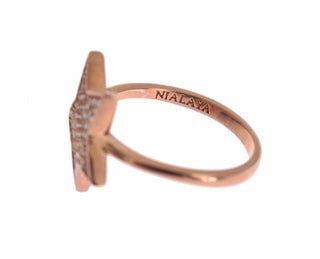 Dazzling Pink Gold Plated Sterling Silver Cz Ring