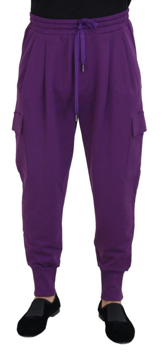 Elegant Purple Cotton Cargo Sweatpants