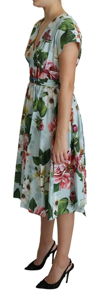 Floral Elegance V-neck Cotton Dress