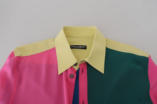 Elegant Multicolor Silk Button-down Shirt