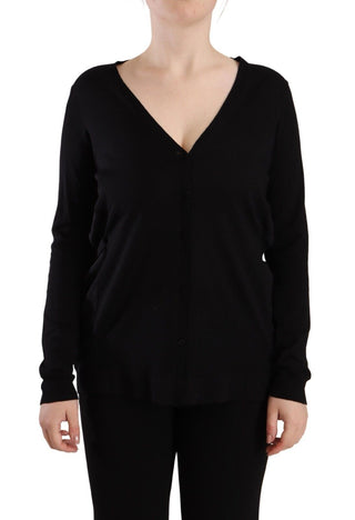 Elegant Black V-neck Wool Pullover