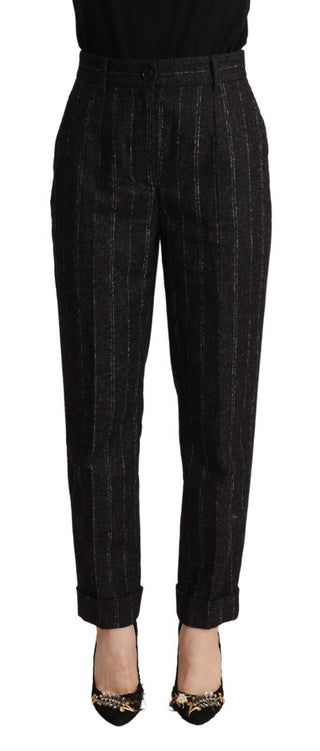 Elegant High-waisted Striped Tapered Pants