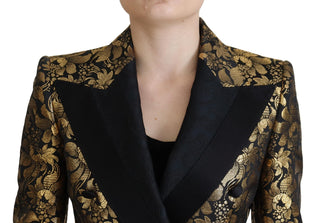 Elegant Black And Gold Floral Jacket