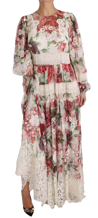 Elegant Floral Maxi Dress With Silk Lining