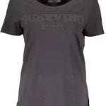 Chic Embroidered Logo Tee With Contrasting Accents