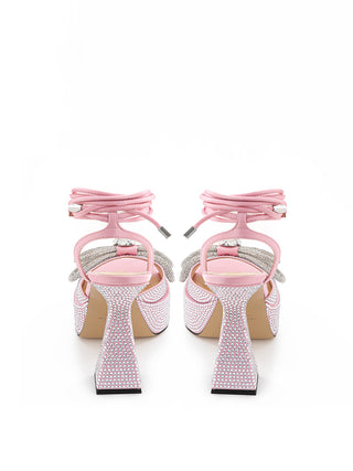 Pink Double Bow Pvc Platform Sandals