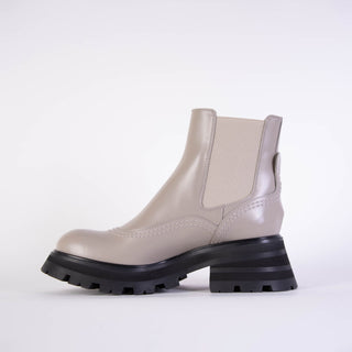 Grey Leather Chelsea Boots