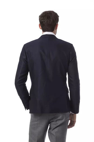 Elegant Blue Wool Jacket For Men