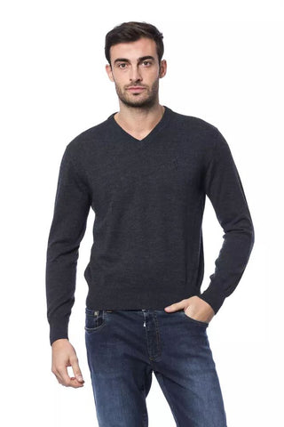 Gray Merino Wool Men Sweater