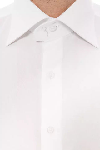 Elegant Monogrammed White Cotton Shirt