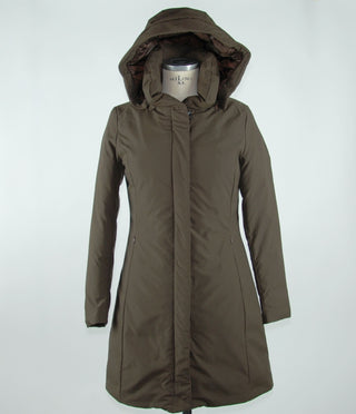 Elegant Brown Polygon Jacket With Hood