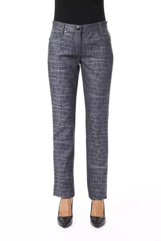 Chic Croc Print Trousers With Pockets