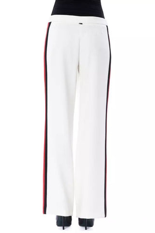 Elegant White Stripe-detailed Trousers