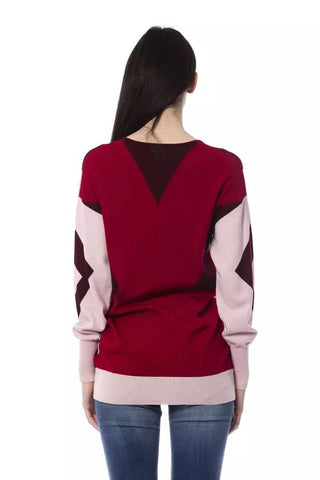 Burgundy Oversized Wool V-neck Sweater