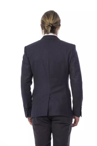 Elegant Blue Wool Single-breasted Blazer