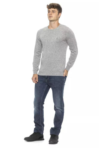 Elegant Silver Crew Neck Men's Sweater