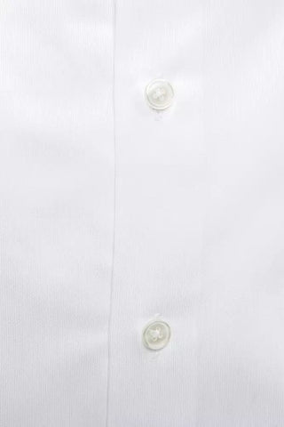 Elegant White Cotton Slim Collar Shirt