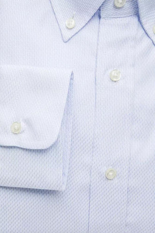 Elegant Light Blue Cotton Button-down Shirt