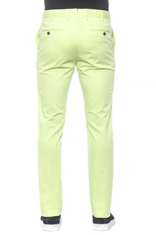 Elegant Green Cotton Blend Trousers For Men