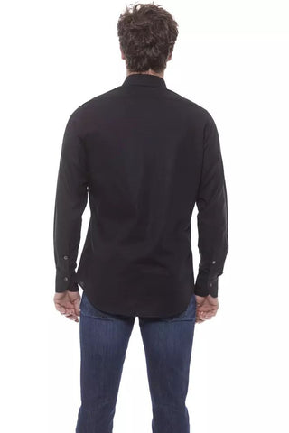 Elegant Black Italian Collar Shirt - Regular Fit