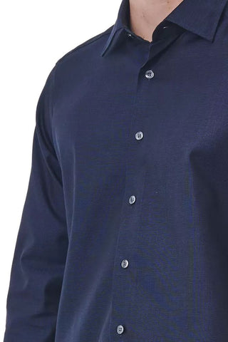 Elegant Blue Regular Fit Italian Collar Shirt