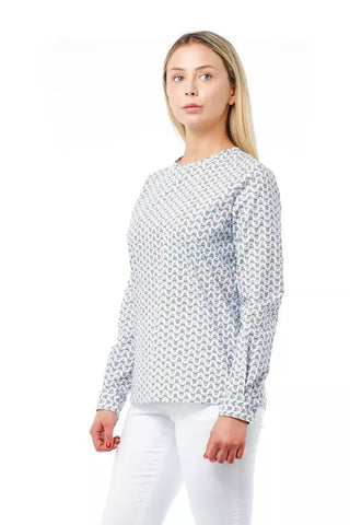 Skull Print Round Neck Cotton Blouse