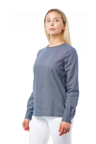 Geometric Round Neck Cotton Blouse