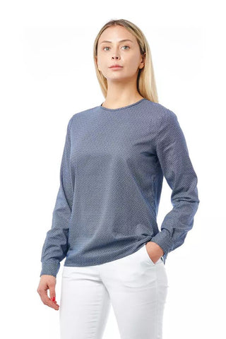 Geometric Round Neck Cotton Blouse