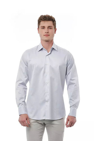 Regular Fit Italian Collar Shirt In Gray