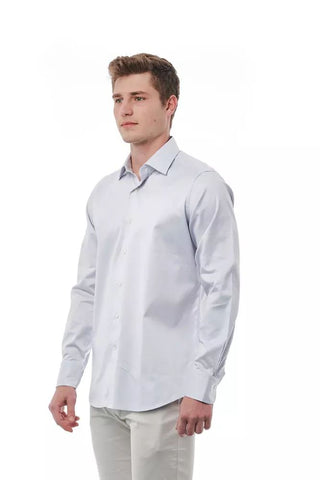 Regular Fit Italian Collar Shirt In Gray
