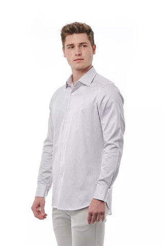 Elegant White Italian Collar Shirt