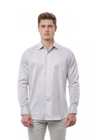 Elegant White Italian Collar Shirt