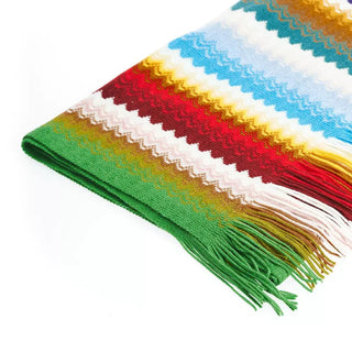 Chic Geometric Patterned Scarf With Fringes