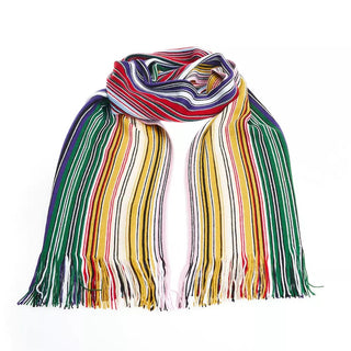 Geometric Pattern Fringe Scarf In Bright Hues