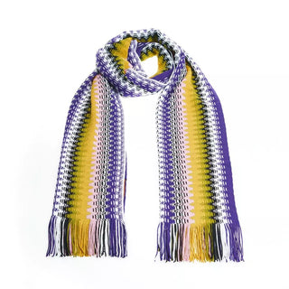 Geometric Pattern Fringed Scarf