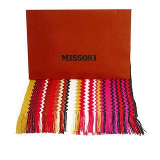 Geometric Patterned Fringed Scarf In Vibrant Hues