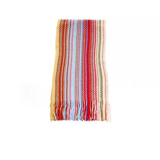 Geometric Pattern Fringed Scarf In Bright Hues