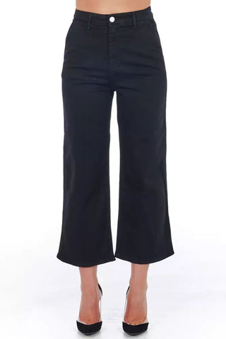 Chic High-waist Cropped Trousers - Versatile Black