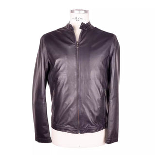 Sleek Black Genuine Leather Jacket