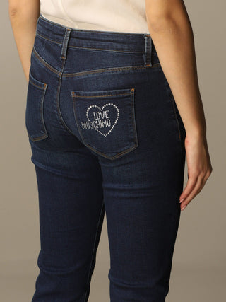 Chic Rhinestone Back Logo Jeans