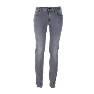 Elegant Gray Handcrafted Women's Jeans