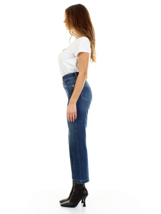 Chic Blue Denim With Signature White Patch