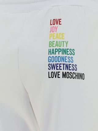 Chic White Cotton Pants With Rainbow Accents