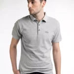 Sophisticated Gray Cotton Polo For Men