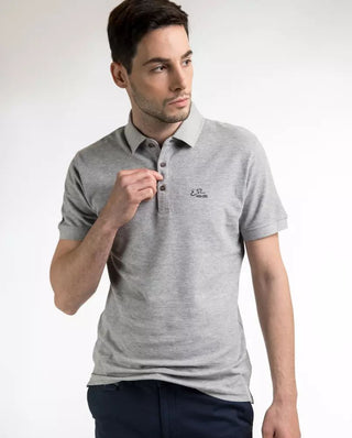 Sophisticated Gray Cotton Polo For Men